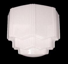 Art Deco Pendant Shade 4" X 8" Milk Glass 1930s Ceiling Fan Light Handblown