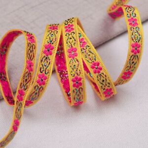 7Meters Flower Jacquard Ribbon 1cm Wide Colorful Ribbons DIY Craft Garment Trims
