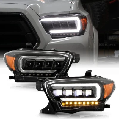 Faros LED DRL proyector negro secuencial para Toyota Tacoma 2016-2023 Foto 1 de 4