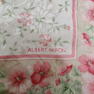 Vintage Albert Nipon Silk Scarf Pink Floral Multi Hair Wrap Purse Tie *READ 