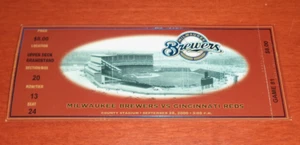 Boleto del partido final del estadio del condado de los Milwaukee Brewers 2000 - Imagen 1 de 2