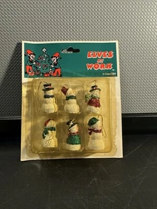Vintage Elves At Work Snowmen Ornament Old Time Pottery New Christmas Decoration - Picture 1 of 2