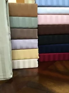 Ultimate Extra Deep Wall Fitted Sheet Set Egyptian Cotton All Striped AU Queen - Foto 1 di 19