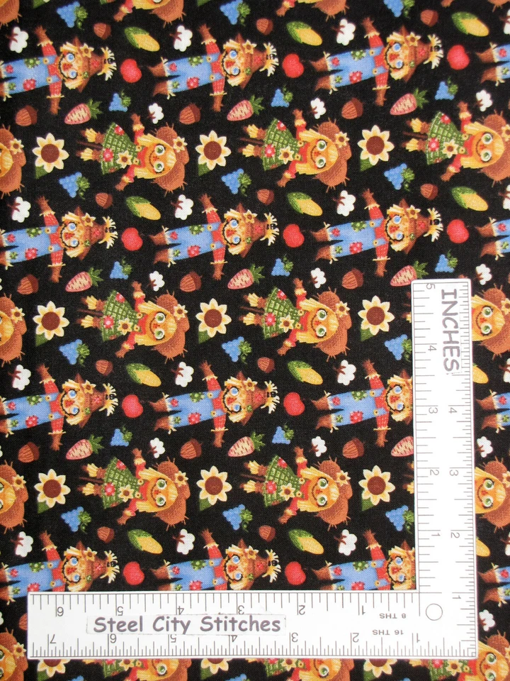 Otoño Espantapájaros Hombre Mujer Susto Cuervos Tela Algodón Negro Santee Por Yarda Foto 1 de 1