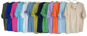 Embroidered Henley Cotton Tunic Top for Women Summer Lightweight Casual Top. - Picture 1 of 18