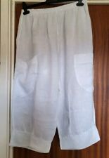 Brand New Made In Italy White 100% Linen Pants One Size Up To UK 18 Pockets