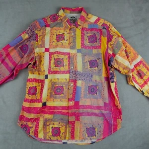 Replay Button Up Shirt Mens XL Pink Italy Long Sleeve Pointed Collar Retro VTG - Picture 1 of 20