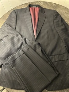 VTG PENDLETON SUIT Pinstripe 44R 2pc 36 R Pant Suit 100% Wool Lined - Picture 1 of 24