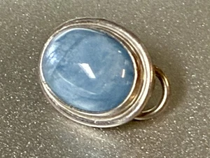 Vintage Sterling 925 Mexico Aquamarine Gem Slider Lendant (CJ) (J-5) - Picture 1 of 5