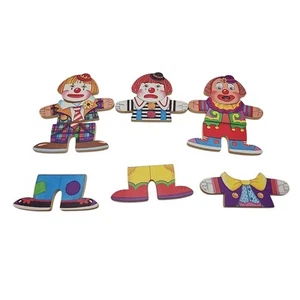 Vintage Wooden Clown Puzzle Set Incomplete Replacement Pieces - Picture 1 of 9