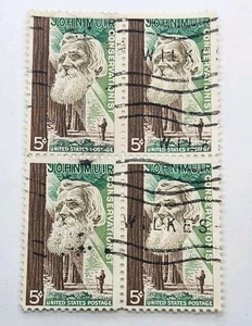 US Scott #1245  Block of 4 1964 John Muir 5c Used NH Postage Stamp - Picture 1 of 3