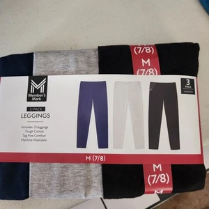 NEW Member's Mark Girl's Favorite Pull-On Full Length Leggings, 3 Pack Med 7/8 - Picture 1 of 1