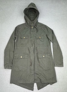 Wet Seal Jacket Womens Small Green Canvas Military Fish Tail Parka Style Pockets - Picture 1 of 18