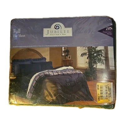 Folha plana completa Jubilee Percale by Springs Hunter verde NOS 180 fios contagem - Imagem 1 de 2