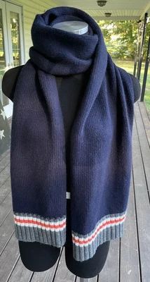 Bufanda Lacoste Tejida Lana Cachemira Mezcla Conejo Azul Naranja Gris Preppy Broncos Foto 1 de 4