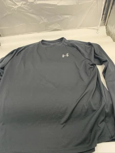 Herren Größe Large L Under Armour HeatGear lockere Passform langärmliges schwarzes Hemd BQ - Bild 1 von 5