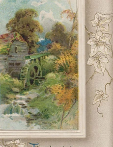 Postkarte Geburtstag Landszene goldbesetzte Blätter - Bild 1 von 3