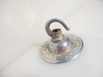 Vintage Ceiling Light Holder Hook Hanger Bracket Rose Old Lantern Antique Chrome - Image 1 of 4