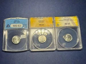 1943-D 1C DDO-001 3 Coins Errors P D S - Picture 1 of 8