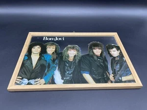 BON JOVI BAND Mirror Wood Framed 80 Ages 12’’ Rock N Roll Collectible #MG - Picture 1 of 2