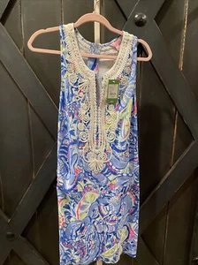 Lilly Pulitzer Carlotta Blue Peri Pinch Stretch Corded Lace Shift Dress Sz 6 NWT - Picture 1 of 13