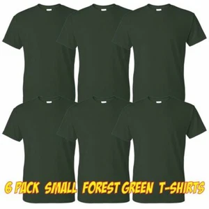 6 Gildan T Shirts Forest Green Size Small   (Lot S3) - Picture 1 of 2