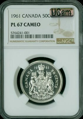 1961 CANADA 50 CENTS NGC PL67 UCAM CAMEO FINEST GRADED MAC SPOTLESS  * - Image 1 of 2