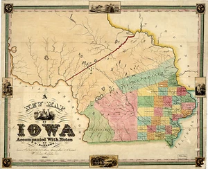 Mapa de 1845 Iowa indios nativos americanos tribus historia 11x14 arte de pared póster decoración - Imagen 1 de 2