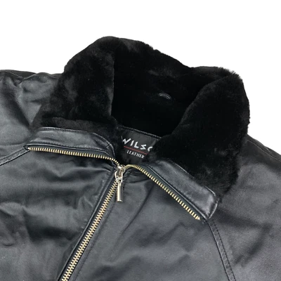 Wilsons Women’s Leather Full Zip Jacket/Coat Fur Trim Black • SMALL - Image 1 of 4
