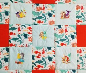yellow blue shower gift Baby Blanket vintage replica gender neutral Handmade crib Quilt red and green