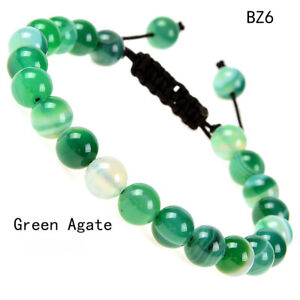 Men Women Adjustable Macrame Hand Braided Natural Stone Healing Beads Bracelet