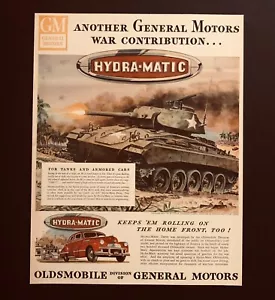 Anuncio de cañón Oldsmobile 1945 Cadillac M-24 tanque militar GM impresión de colección AD - Imagen 1 de 2