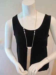 NWT White House/ Black Market Pretty Long Gold Tone Fringe Necklace/ Stones - Picture 1 of 8