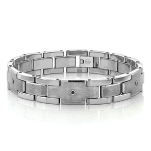 Pulsera de diamantes de tungsteno de 2 tonos para hombre - Nuevo estilo - 3 eslabones estilo identificación - Imagen 1 de 1