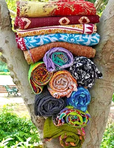 Wholesale Lot 10 PC Throw Blanket Kantha Quilt Indian Vintage Cotton Bedspreads - Picture 1 of 12