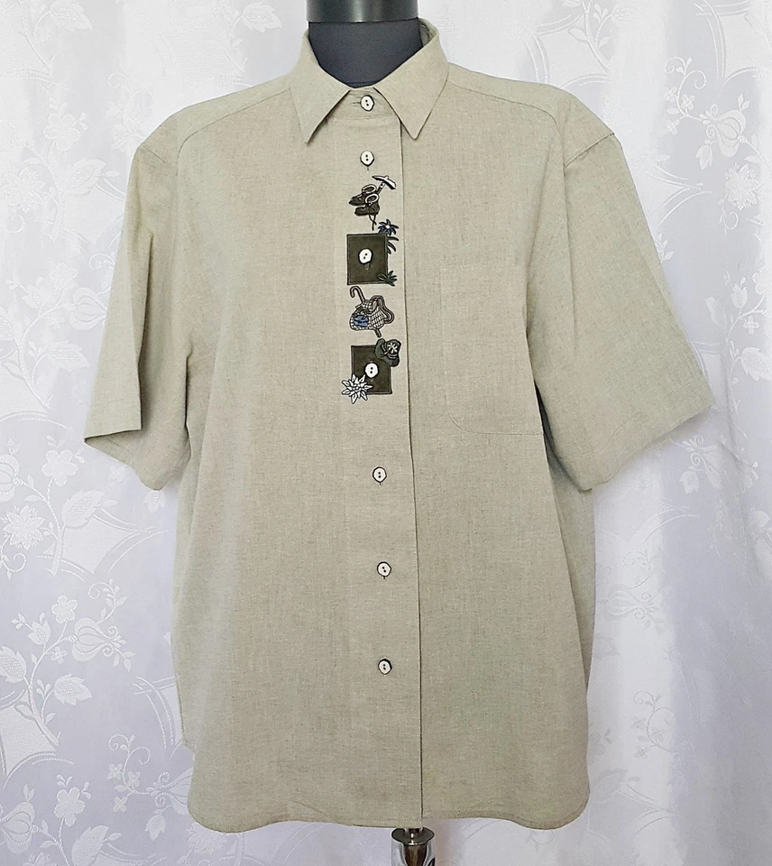 AUTHENTIC TYROL OKTOBERFEST DIRNDL EMBROIDERY LINEN WOMEN'S BLOUSE SHIRT:18/46 - Image 1 of 4