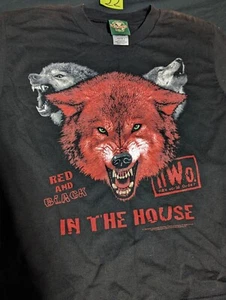 Vintage 90s Youth Large NWO Wolfpac In The House Black T Shirt Wrestling WCW New - Picture 1 of 9