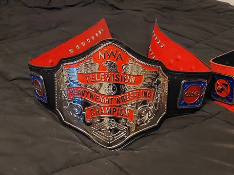 NWA World Television Championship Belt, Real Leather 4mm Zinc Plates Cover