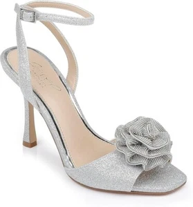 Jewel Badgley Mischka Vida Rosetta Peep Stiletto Nuovo con Scatola Taglia 5,5 - Foto 1 di 4