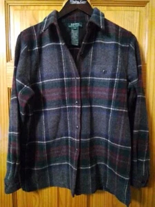 Camicia Ralph Lauren LRL 100% lana di agnello a quadri flanella donna Petite Shacket - Foto 1 di 16