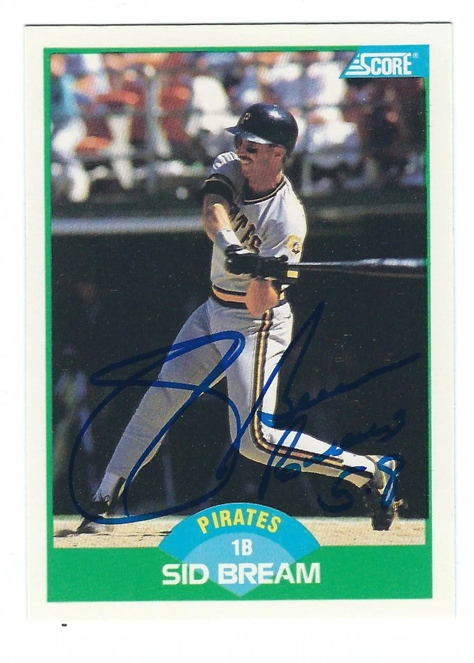 Autographed 1989 Score SID BREAM Pittsburgh Pirates Card #48 w/ Show Ticket - Image 1 of 1