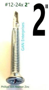 Phillips Flat Head 12-24 x 2" Self-Drilling Reamer Wing Screws #3 Tek Point - Picture 1 of 3
