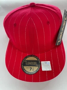 Leader Classic Red Pinstripe Baseball Cap Size 7.5, FAST FREE SHIPPING!! - Picture 1 of 1