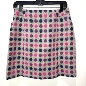 Boden British Tweed by MOON 100% Wool Skirt Womens 6R Pink Polka Dot Academic - Picture 1 of 7