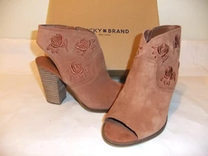 LUCKY BRAND Listana Brown Rust Suede Leather Peep Toe Bootie Size 9.5 NIB $119 - Picture 1 of 7