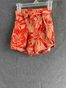 Zara Girls Shorts Size 9 Orange Ivory  foliage - Picture 1 of 6