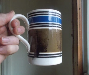 1800s MOCHAWARE BANDED SEAWEED PINT MUG APPLIED HANDLE PRETTY MOCHA PATTERN - Picture 1 of 9