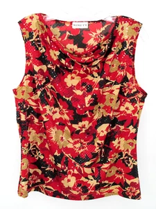 NINETY Casual Sleeveless Blouse Women SZ Large Multicolor Floral Scoop Neck Y2K - Picture 1 of 7