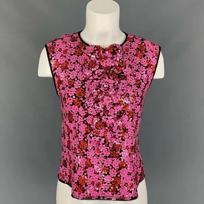MARC JACOBS Talla 6 Negro y Rosa Poliéster Mezcla Lentejuelas Mangas Vestido Top - Imagen 1 de 4