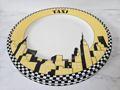 Four Studio Nova New York Taxi 12” Round Plates Serving Platter Charger #73J - Image 1 of 4